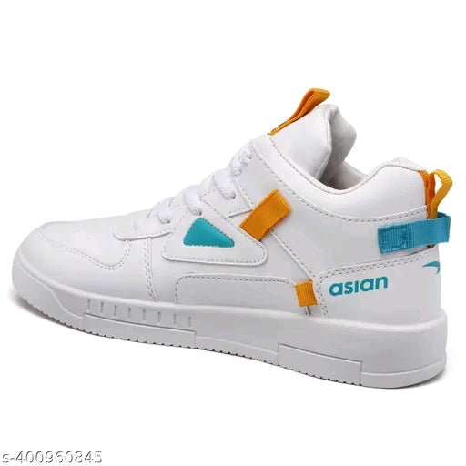 AuraBeast Men's Premium Synthetic Leather Sneakers | Stylish Solid Lace-Up Casual Shoes 👟🔥