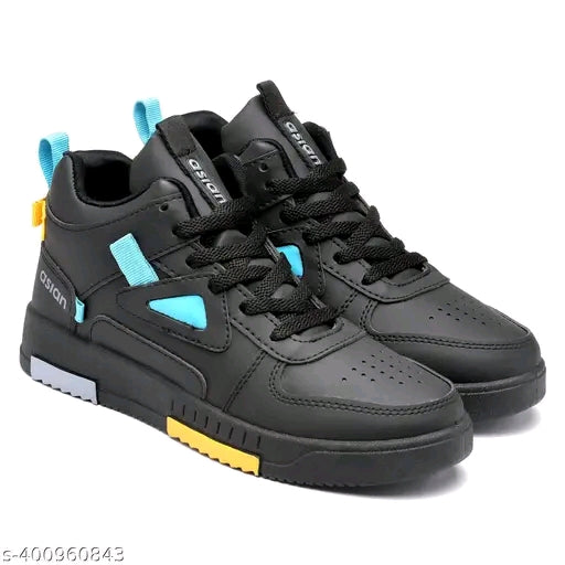 AuraBeast Men's Premium Synthetic Leather Sneakers | Stylish Solid Lace-Up Casual Shoes 👟🔥