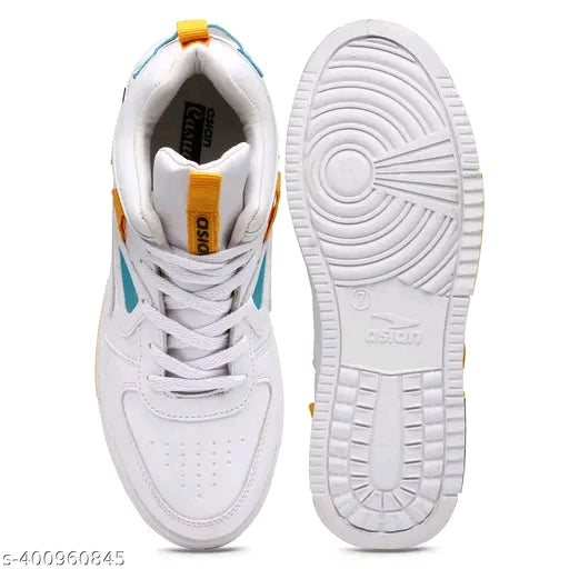 AuraBeast  Men's Premium Synthetic Leather Sneakers | Stylish Solid Lace-Up Casual Shoes 👟🔥